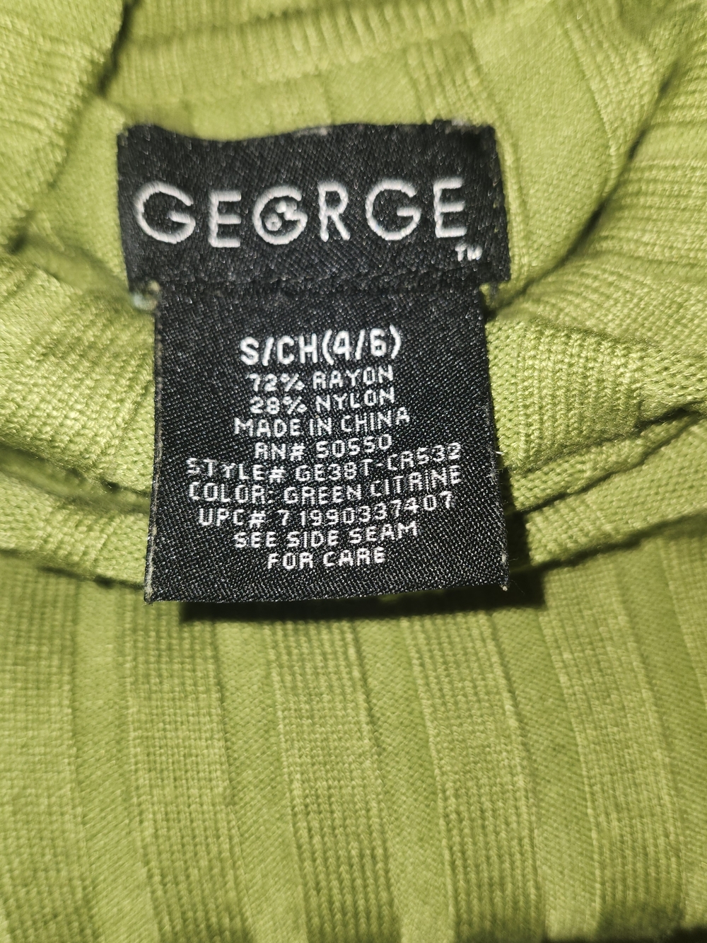 George Lime Ribbed Turtleneck Top - Picture 2 of 2